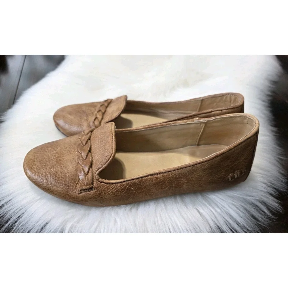 Bed Stu Brown Ballet Flats Braided Leather Slip On Boho Women's Size 7.5